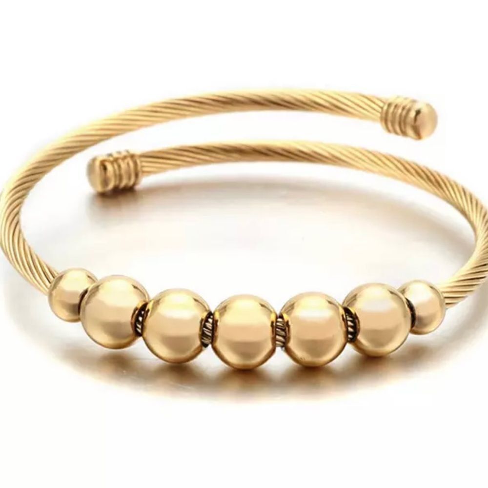 7 BEAD ADJUSTABLE FASHION SILVER BRACELET‎ - Picture 2 of 3